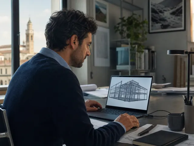 Civil engineer working with a structural model on a cloud virtual desktop